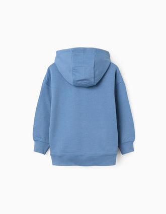 Sweat en coton peigné à capuche et imprimé Hulk pour garçon, bleu