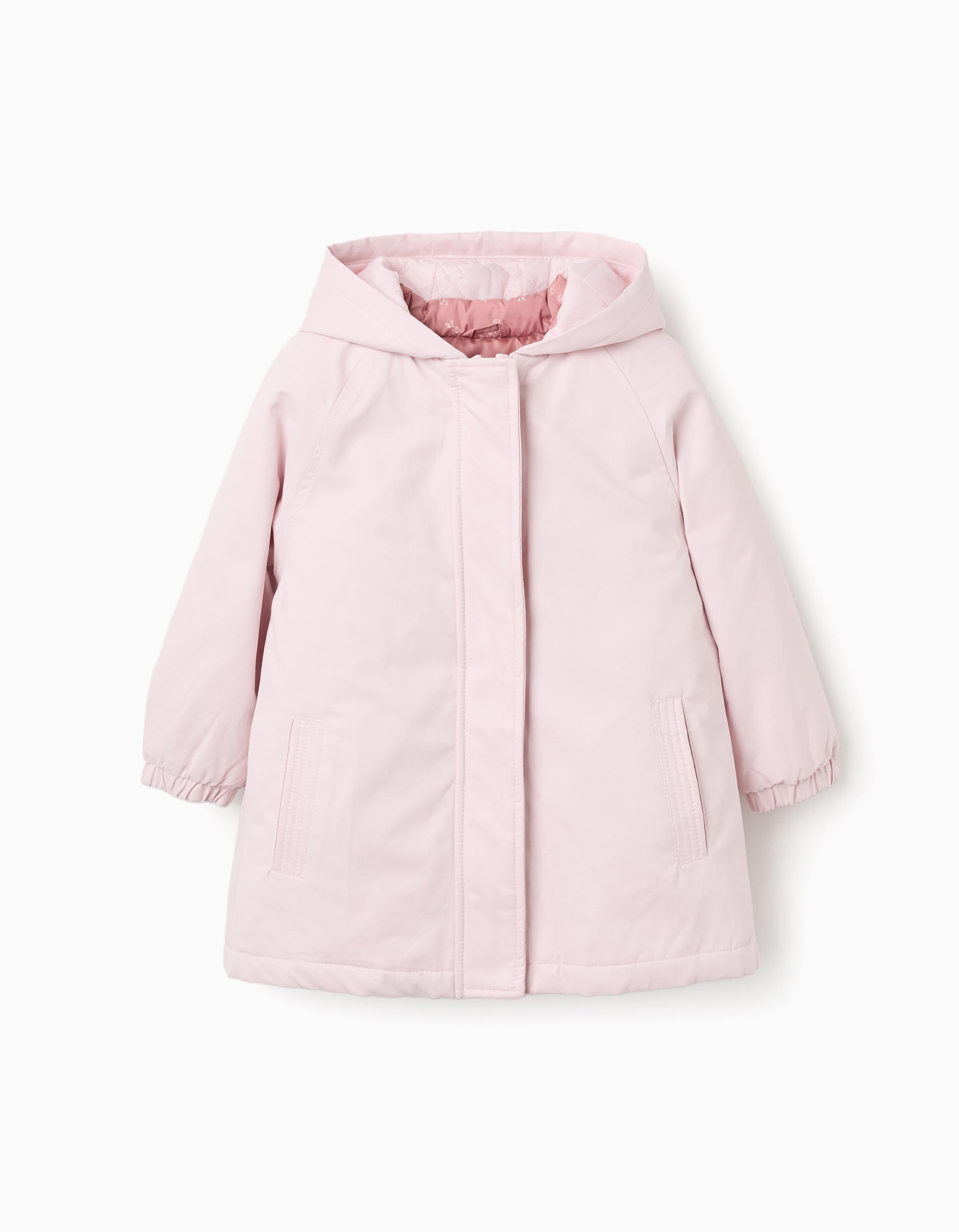 3-in-1 padded parka with hood for girls, pink