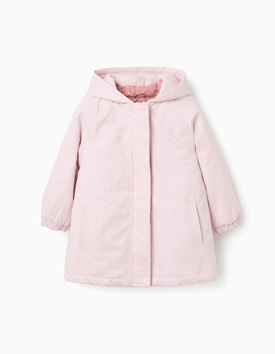 3-in-1 padded parka with hood for girls, pink
