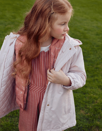 Parka acolchada 3 en 1 con capucha para niña, rosa