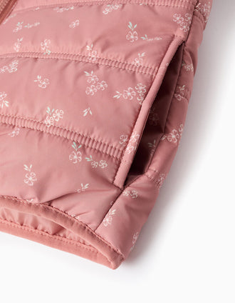 Parka acolchada 3 en 1 con capucha para niña, rosa