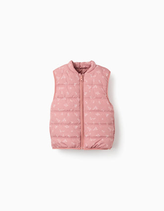 Parka acolchada 3 en 1 con capucha para niña, rosa