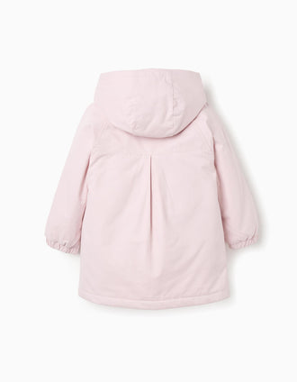 Parka acolchada 3 en 1 con capucha para niña, rosa