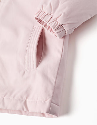 Parka acolchada 3 en 1 con capucha para niña, rosa