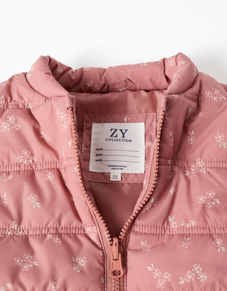 Parka acolchada 3 en 1 con capucha para niña, rosa