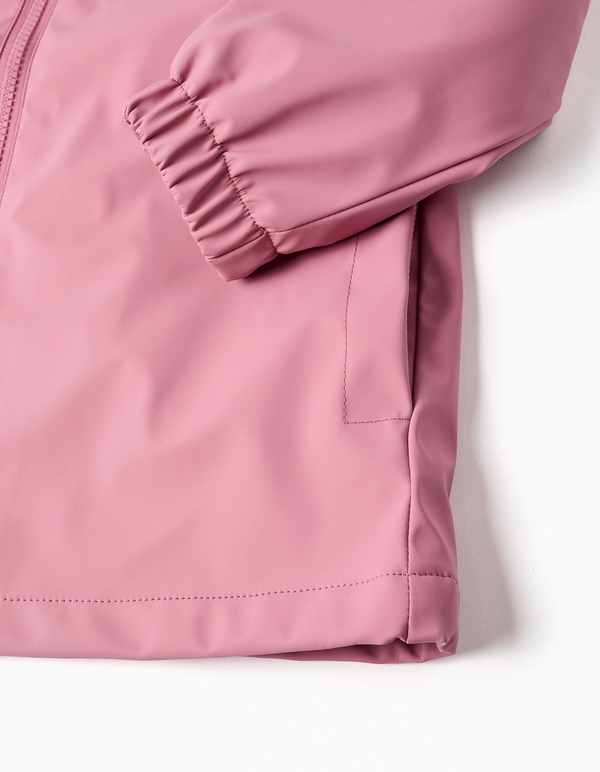 Parka en caoutchouc à capuche et imprimé Stitch pour fille, rose