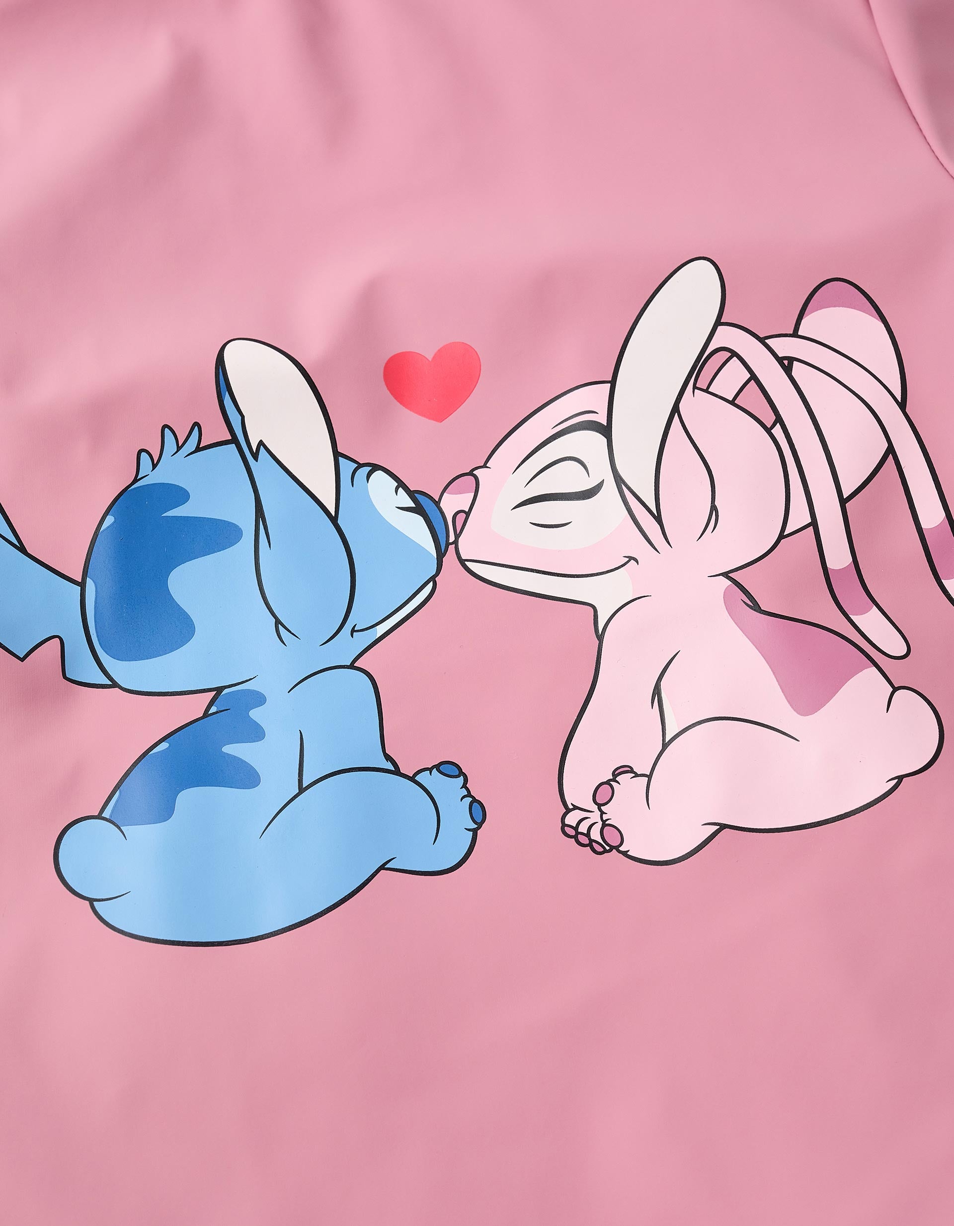 Parka en caoutchouc à capuche et imprimé Stitch pour fille, rose