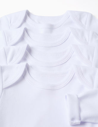 Pack of 4 bodysuits with lap shoulders for newborns and babies, white