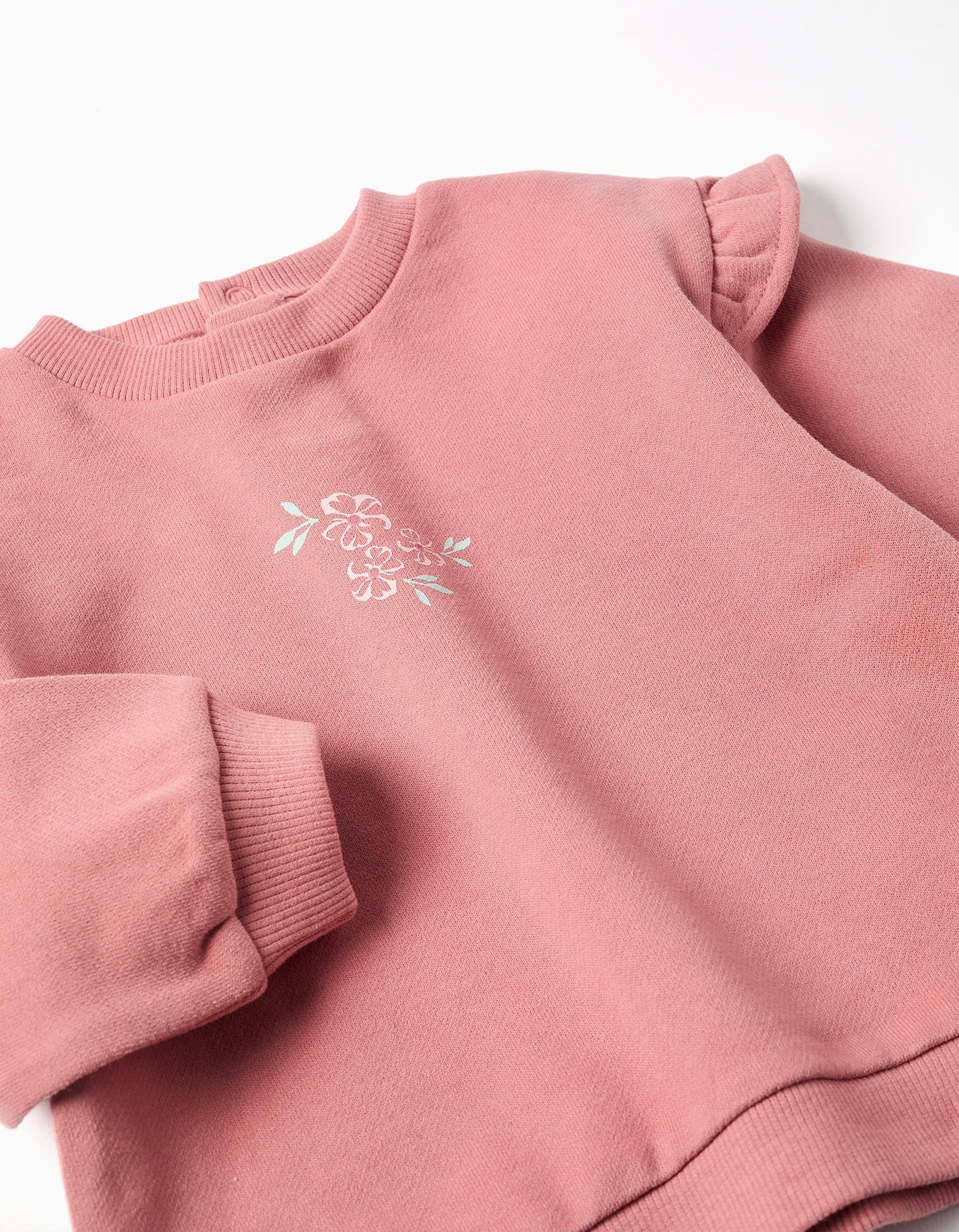 Sudadera con estampado floral + pantalones para bebé niña, rosa