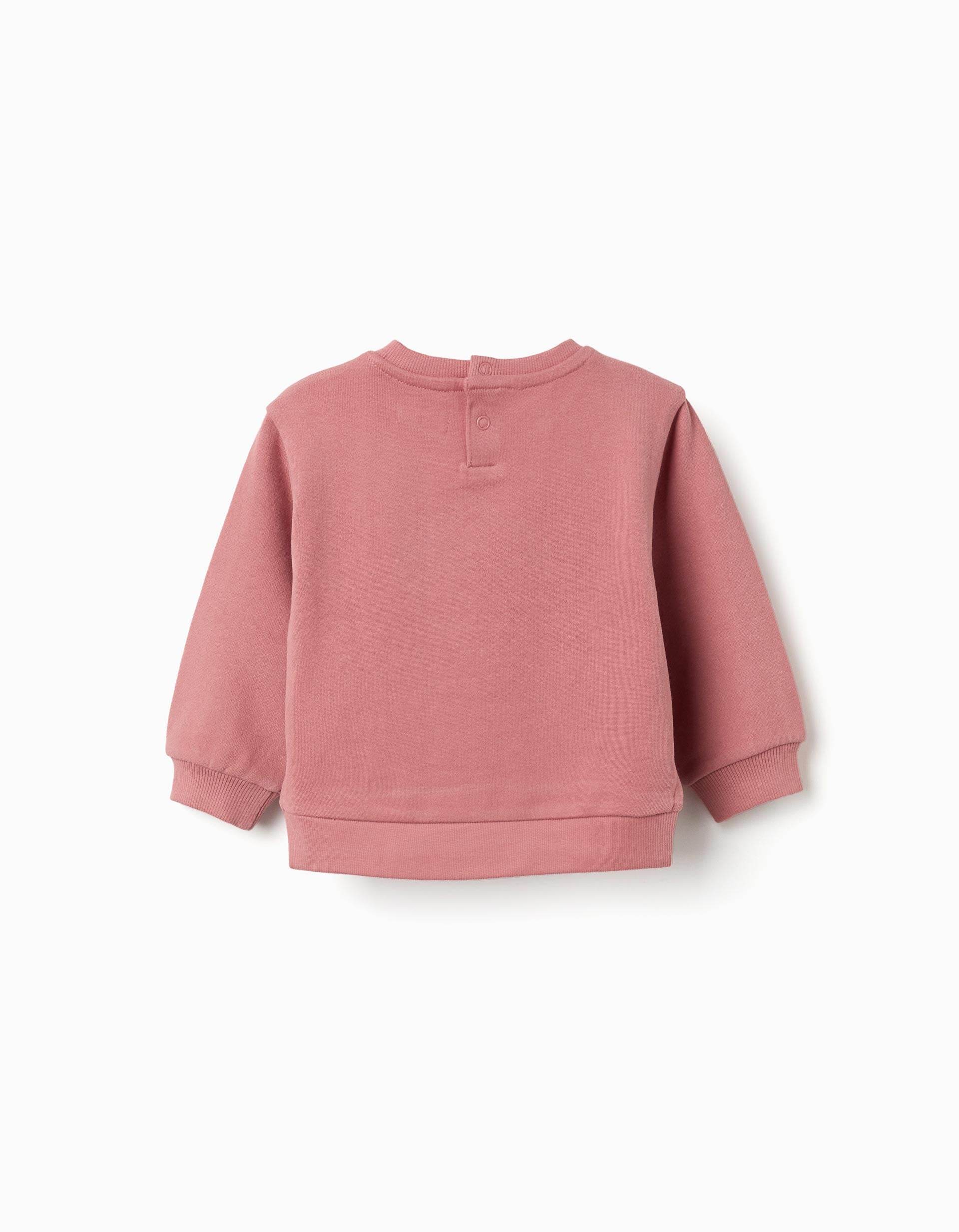 Cotton sweatshirt with embroidered heart for baby girls, dusty rose