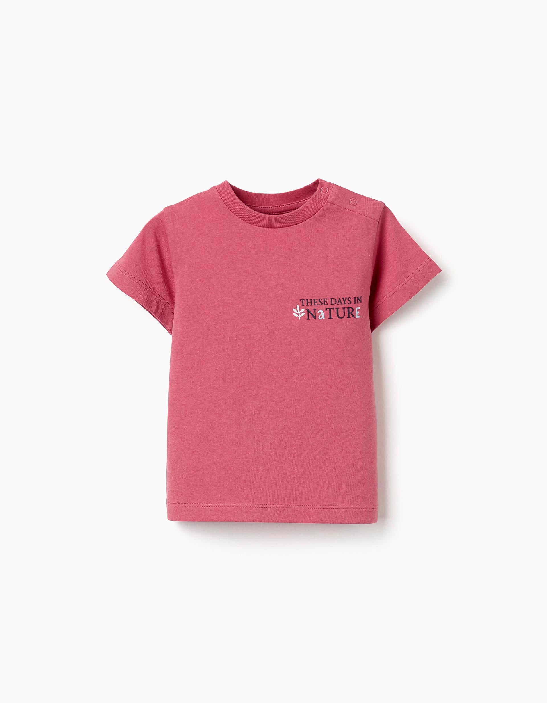 Camiseta de algodón con estampado Nature para bebé niño, rosa oscuro