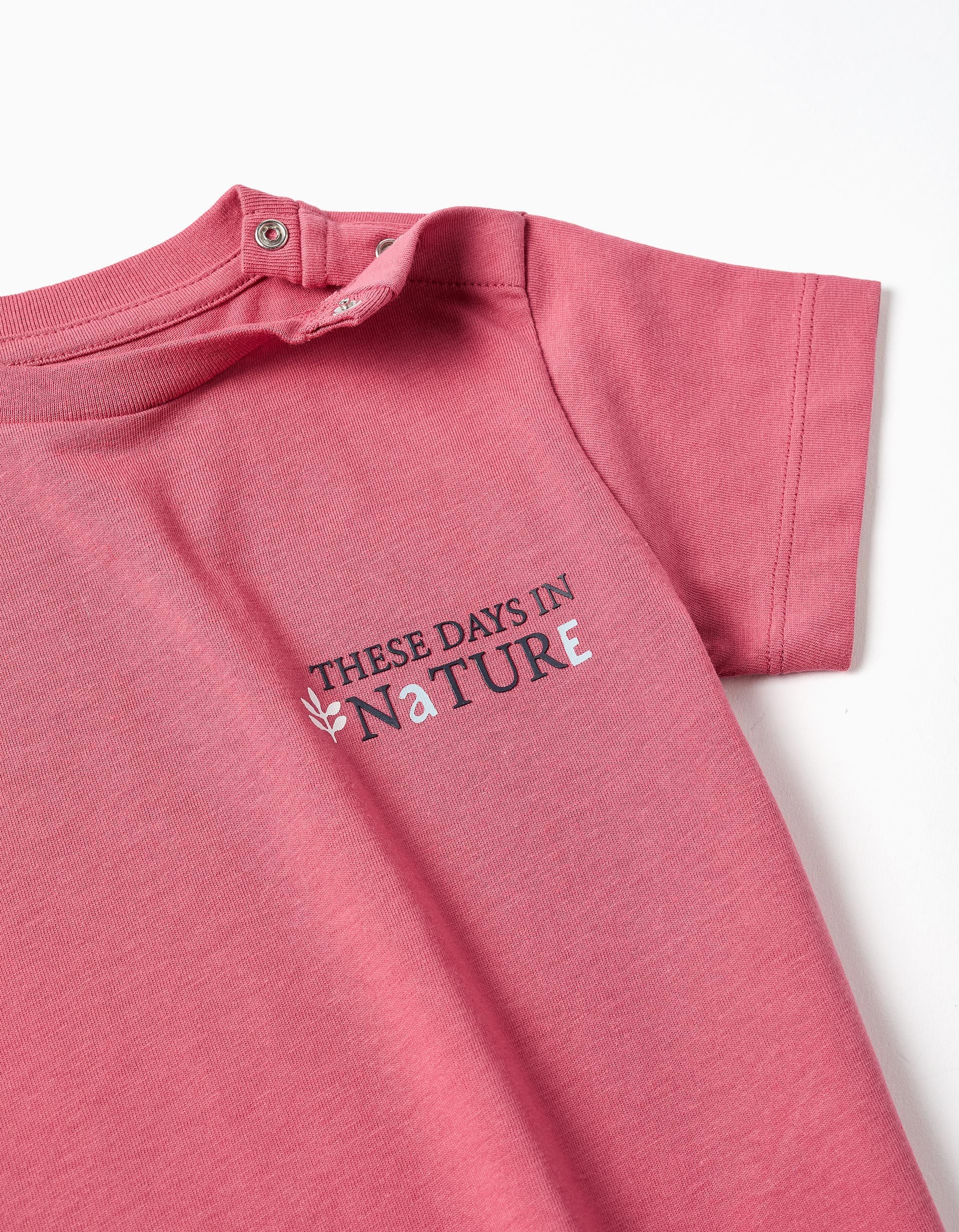 Camiseta de algodón con estampado Nature para bebé niño, rosa oscuro