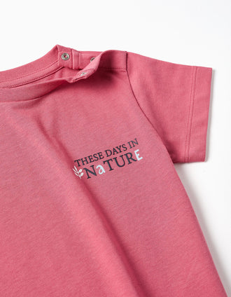 T-shirt en coton avec imprimé Nature pour bébé garçon, rose foncé