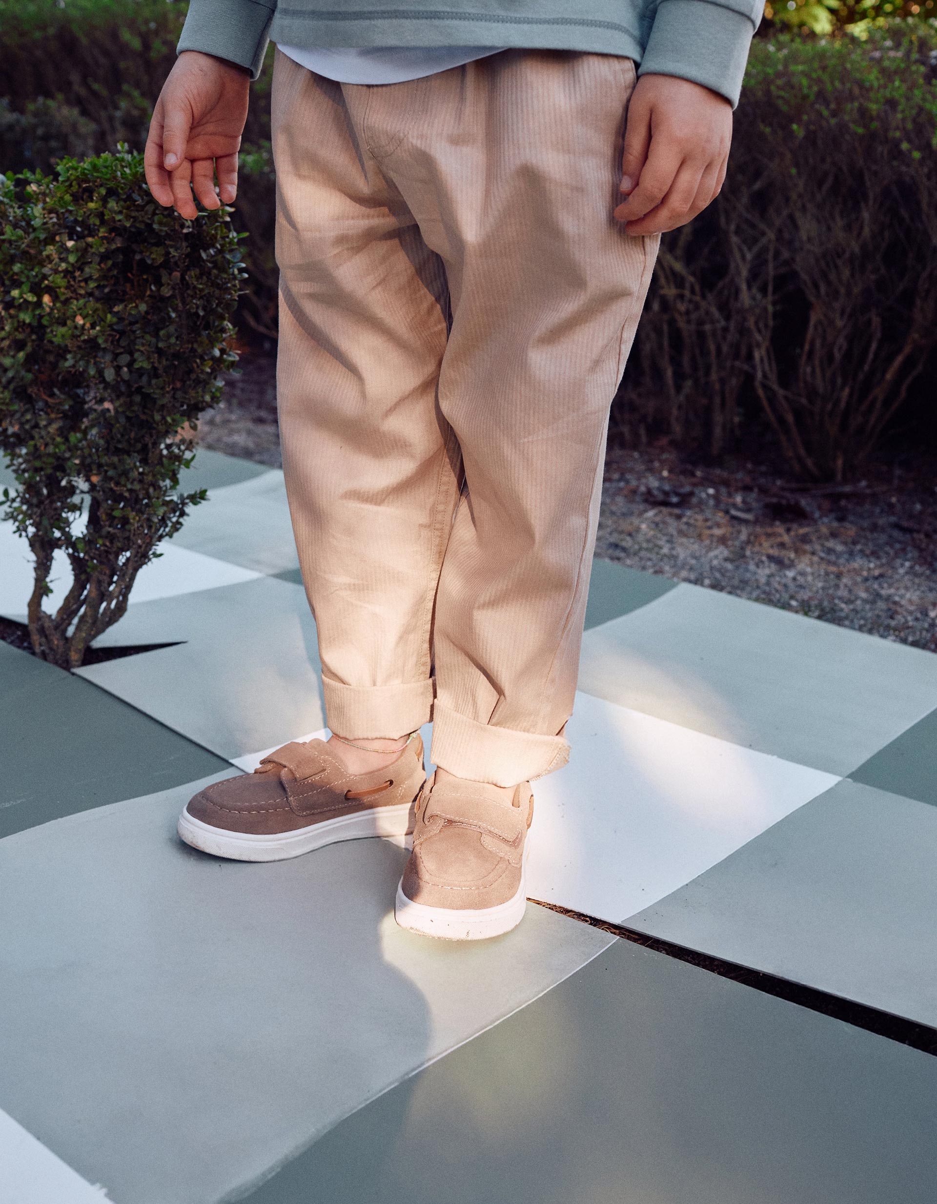 Baggy pull-up trousers in cotton B&S for boys, beige