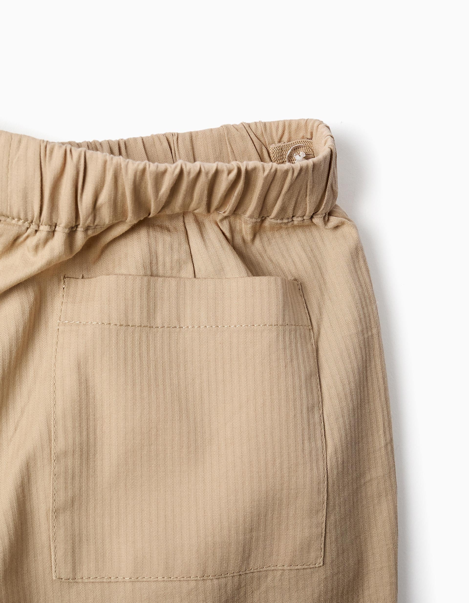 Pantalón baggy de algodón con elástico B&S para niño, beige