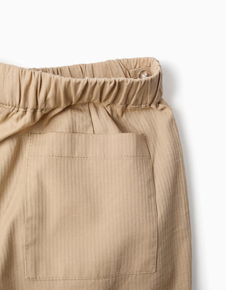 Pantalón baggy de algodón con elástico B&S para niño, beige