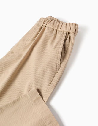 Pantalón baggy de algodón con elástico B&S para niño, beige