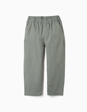 Pantalón baggy de algodón con elástico B&S para niño, verde oscuro
