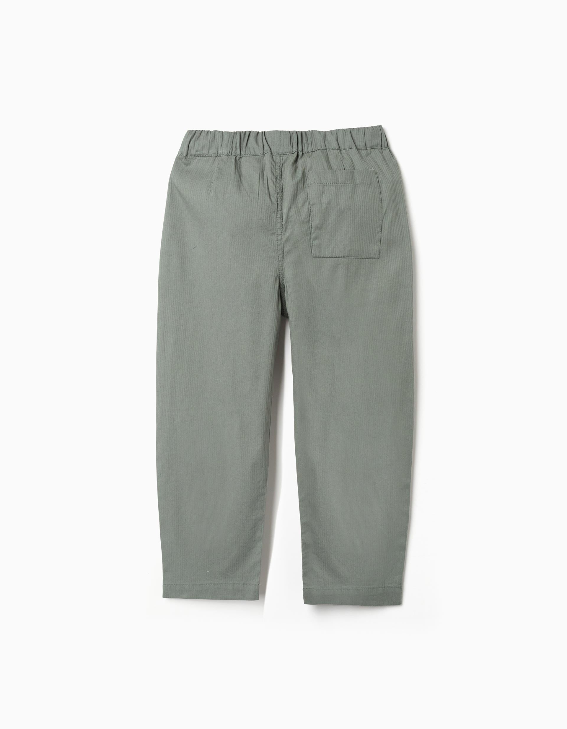 Pantalón baggy de algodón con elástico B&S para niño, verde oscuro