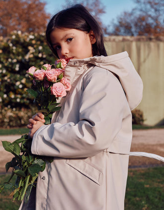 Parka acolchada con capucha y forro para niña, beige claro