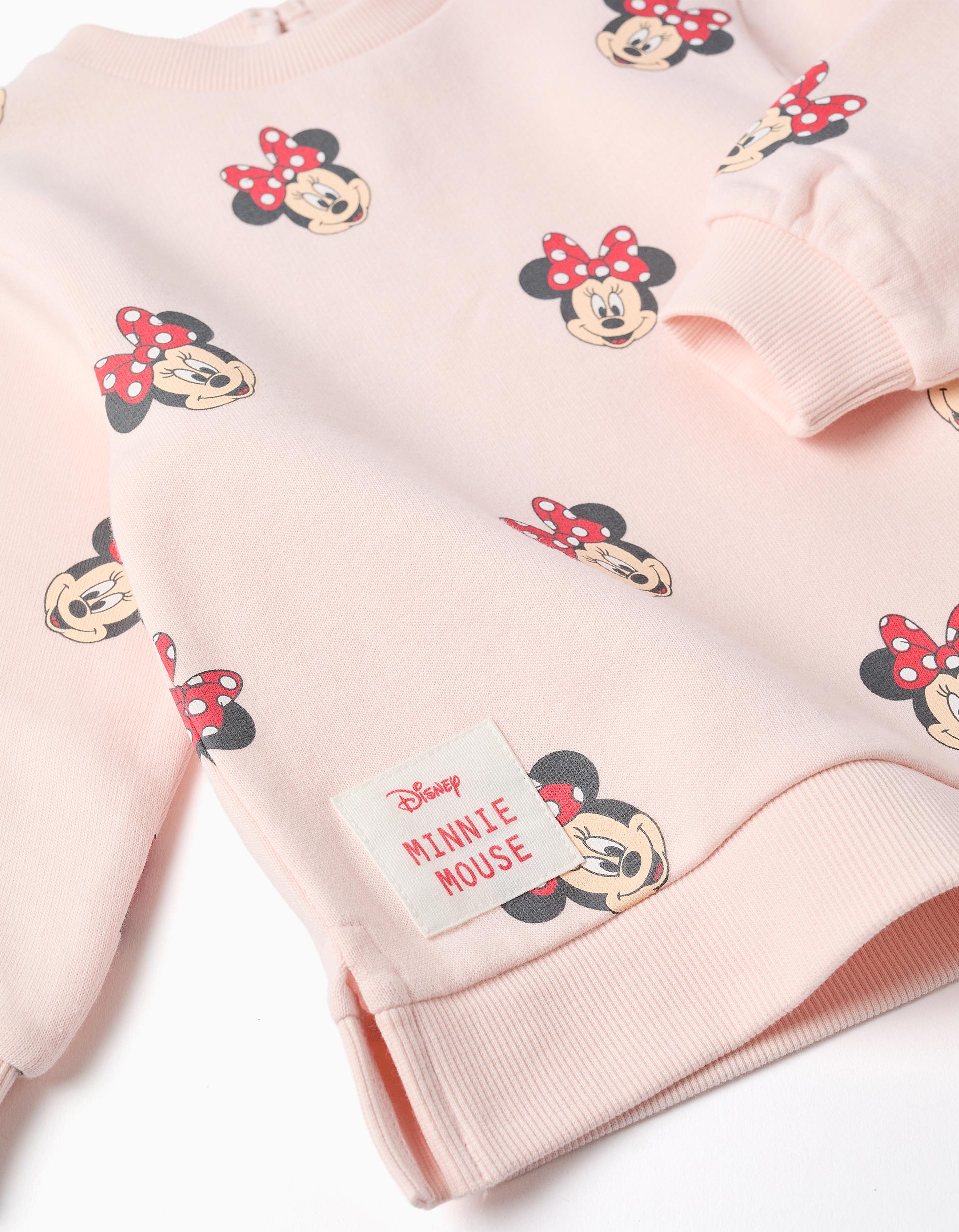 Brushed sweatshirt with Minnie motif for baby girls, light pink