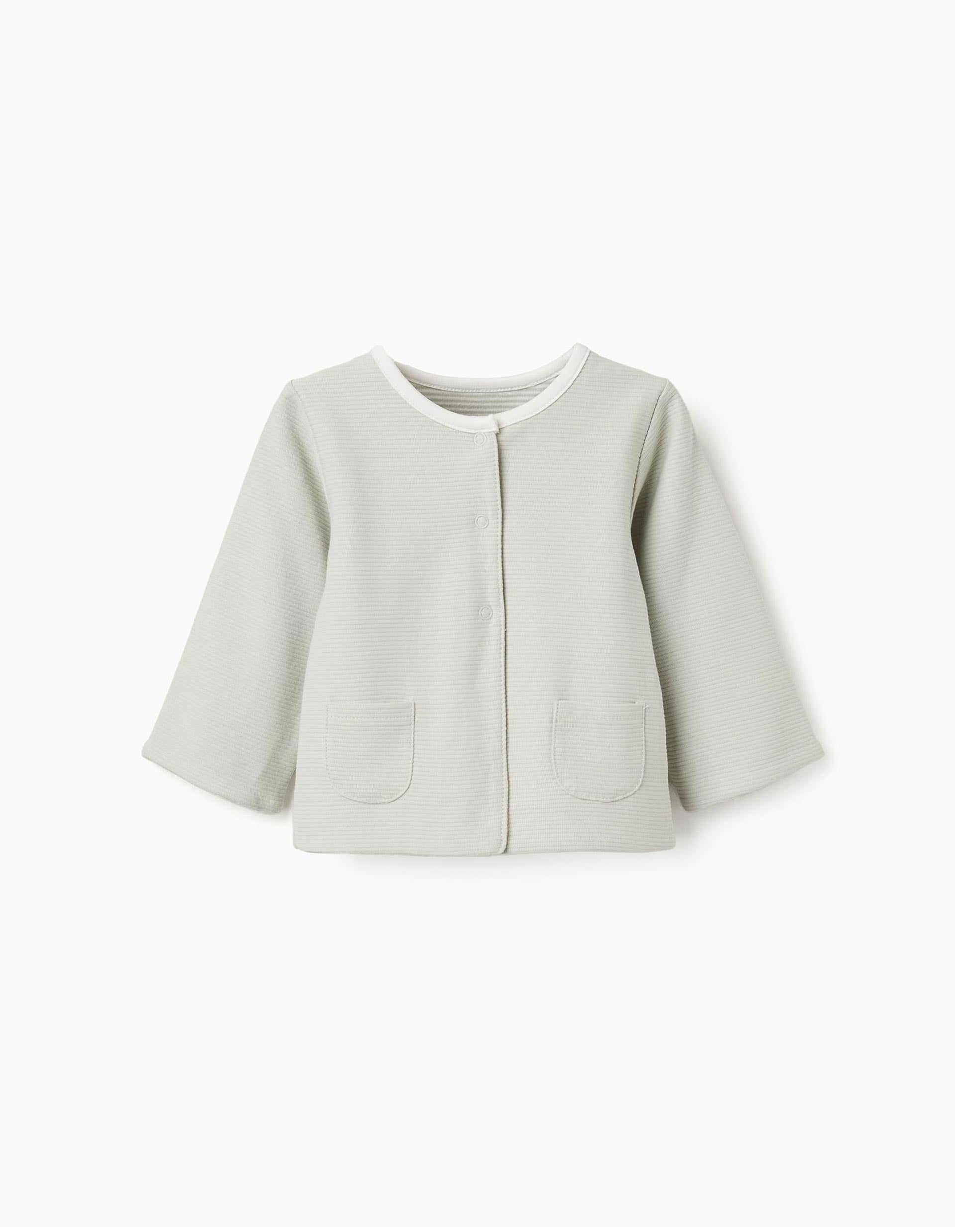Veste réversible en coton pour nouveau-né, blanc/vert clair