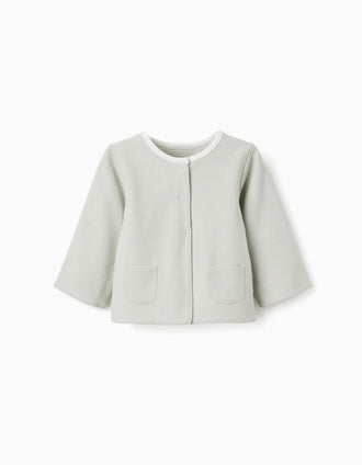 Casaco de algodão reversível para recém-nascido, branco/verde-claro