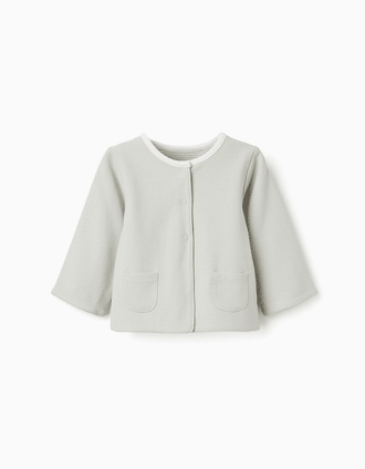 Casaco de algodão reversível para recém-nascido, branco/verde-claro