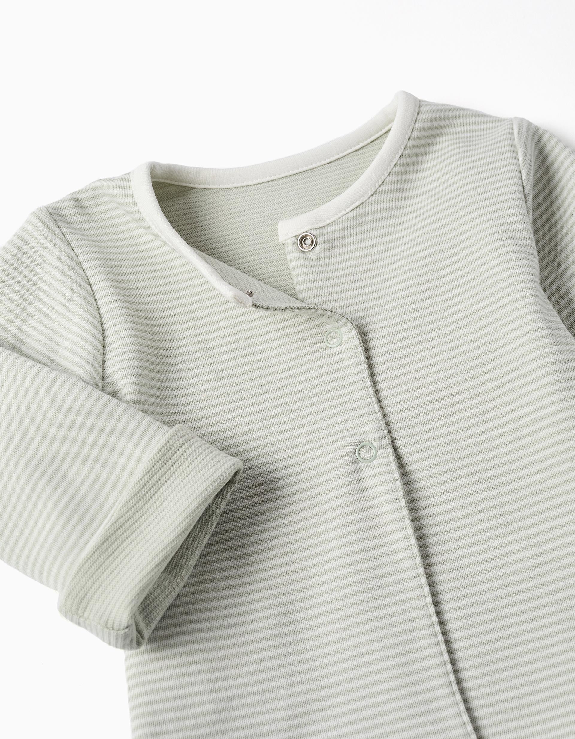 Veste réversible en coton pour nouveau-né, blanc/vert clair