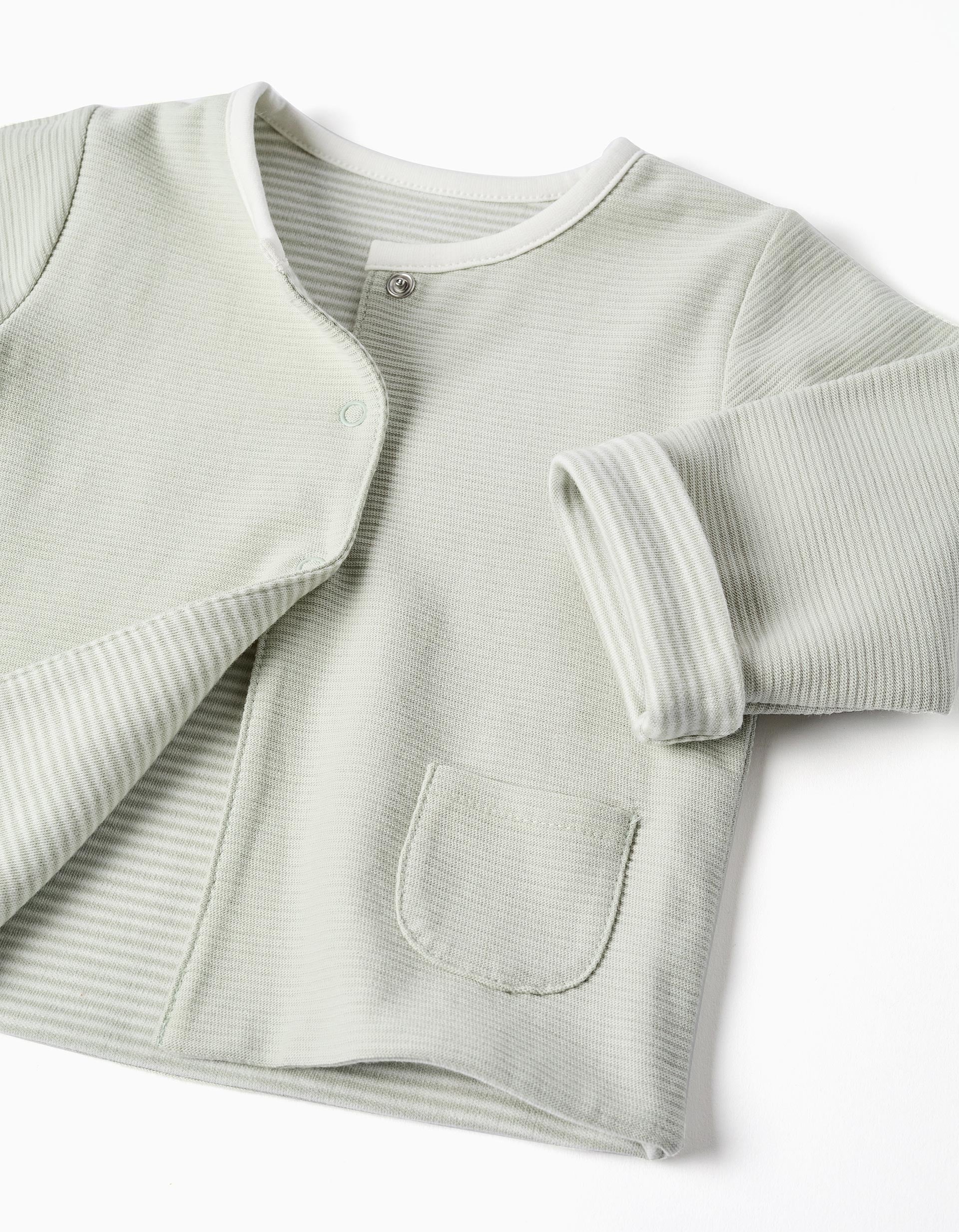 Veste réversible en coton pour nouveau-né, blanc/vert clair