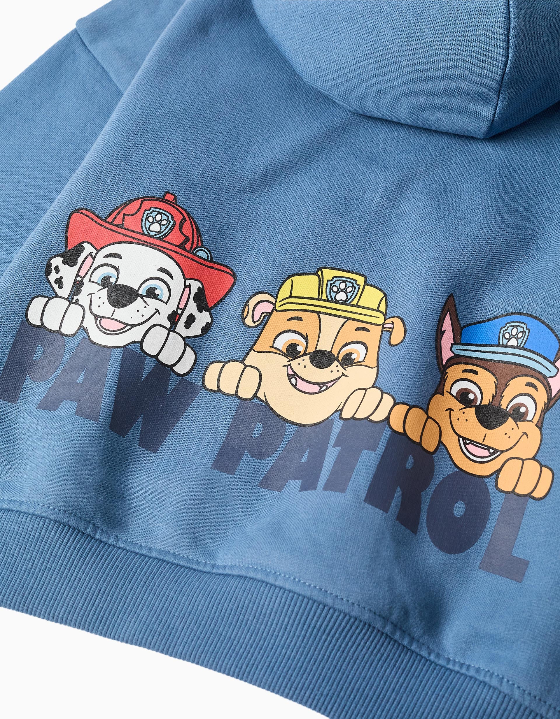 Sweat cardada com capuz e estampados Paw Patrol para bebé menino, azul
