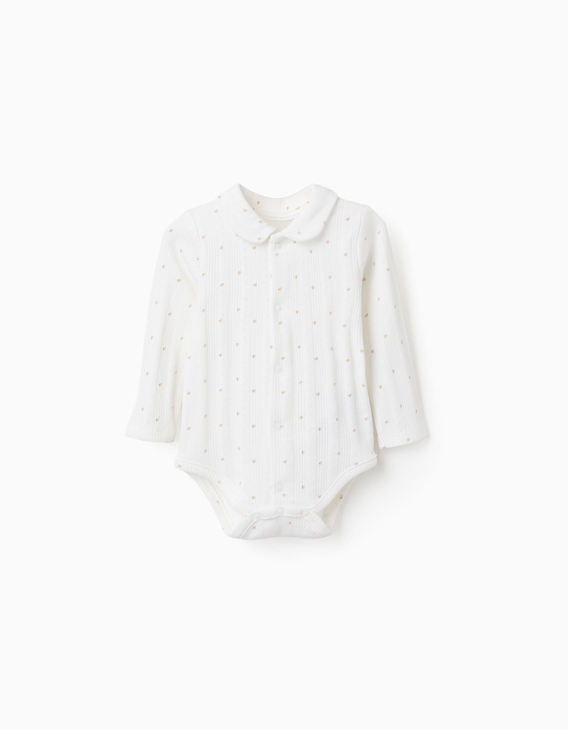 Body de algodão com motivo de corações para recém-nascida, branco