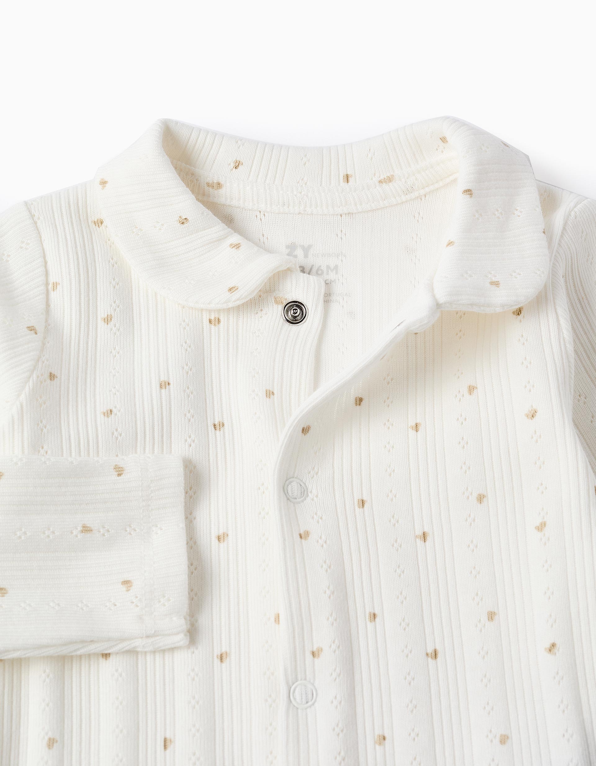 Body de algodão com motivo de corações para recém-nascida, branco