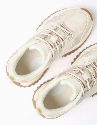 Combined trainers with laces and chunky sole for girls, multicolour