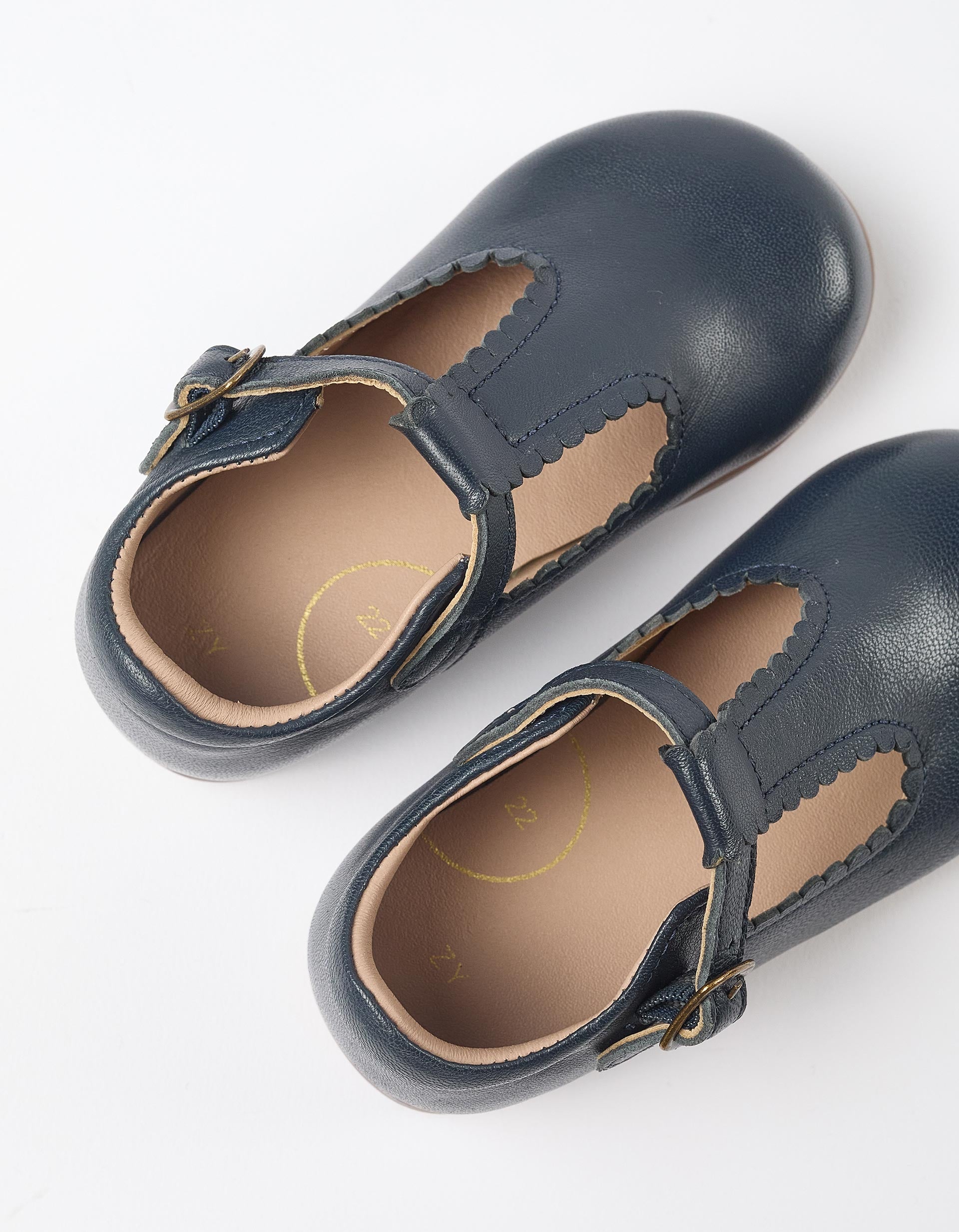 Leather Mary Jane shoes for baby girls, dark blue