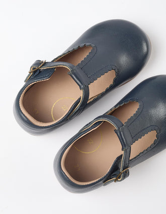 Leather Mary Jane shoes for baby girls, dark blue