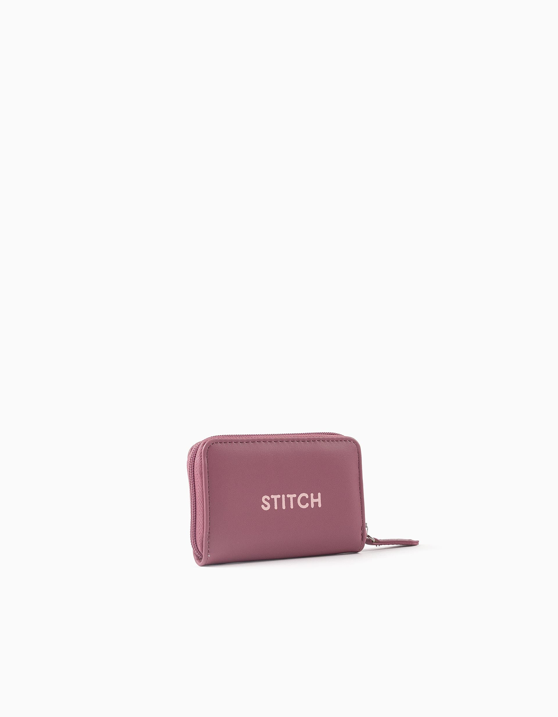 Cartera con estampado Stitch para niña, rosa