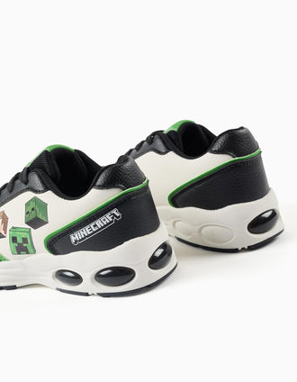 Minecraft trainers with laces for boys, black/white/green