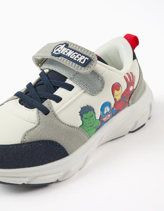 Baskets bi-matière avec les Avengers pour garçon, blanc/gris/bleu