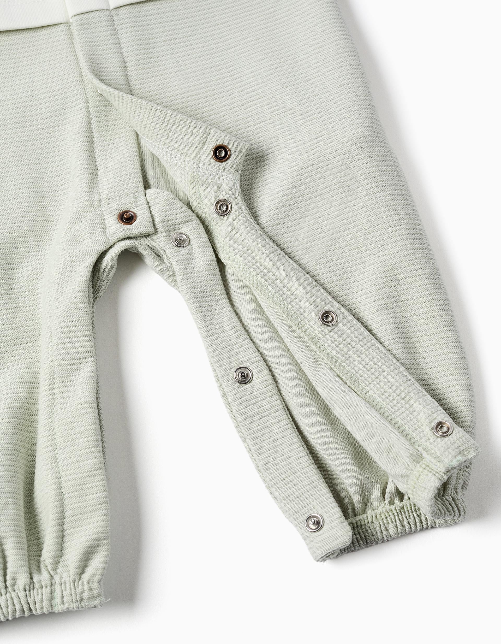 Babygrow sem pés em algodão canelado para recém-nascido, branco/verde