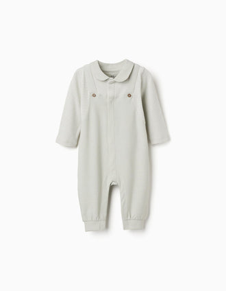 Babygrow sem pés em algodão canelado para recém-nascido, verde-claro