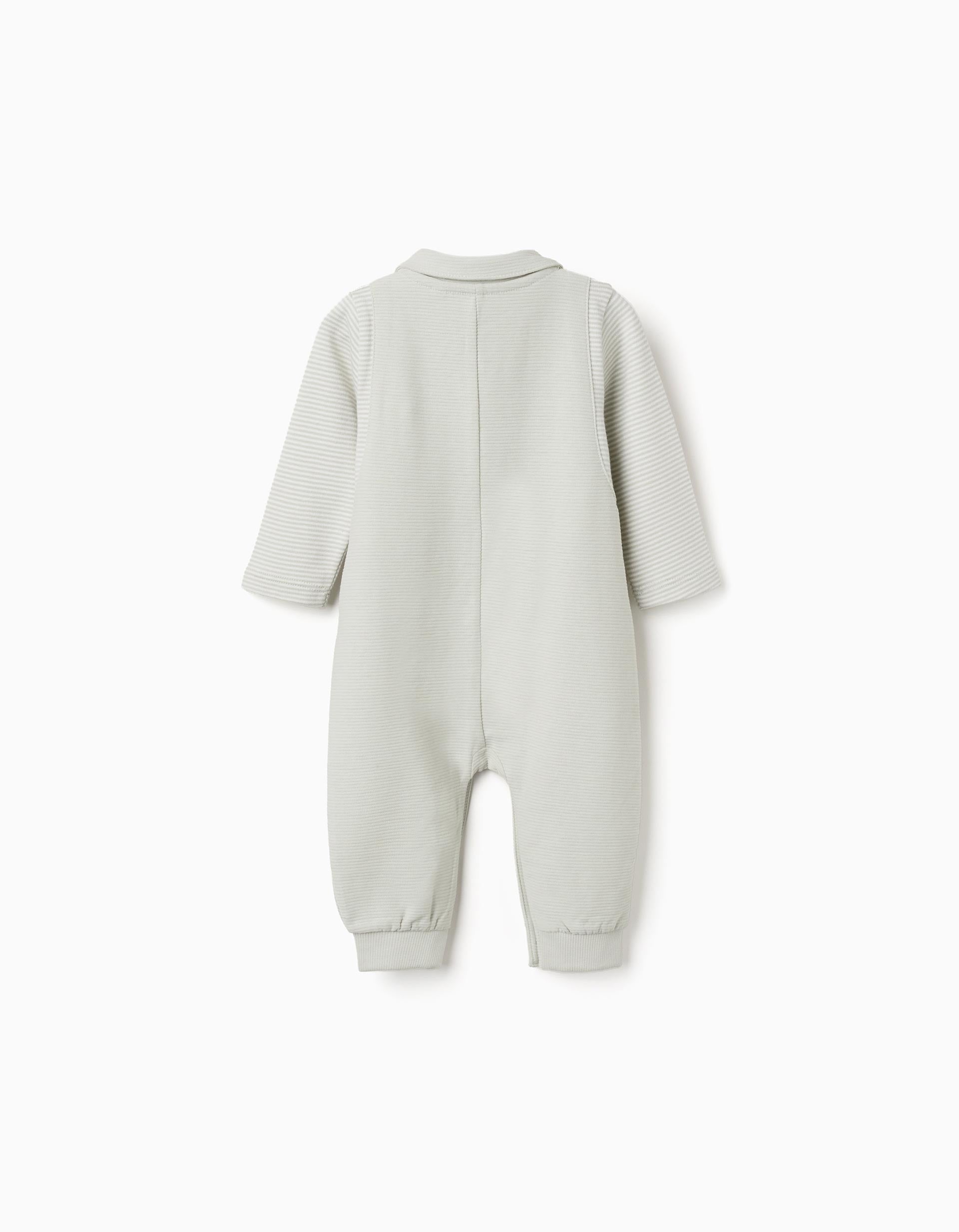 Babygrow sem pés em algodão canelado para recém-nascido, verde-claro