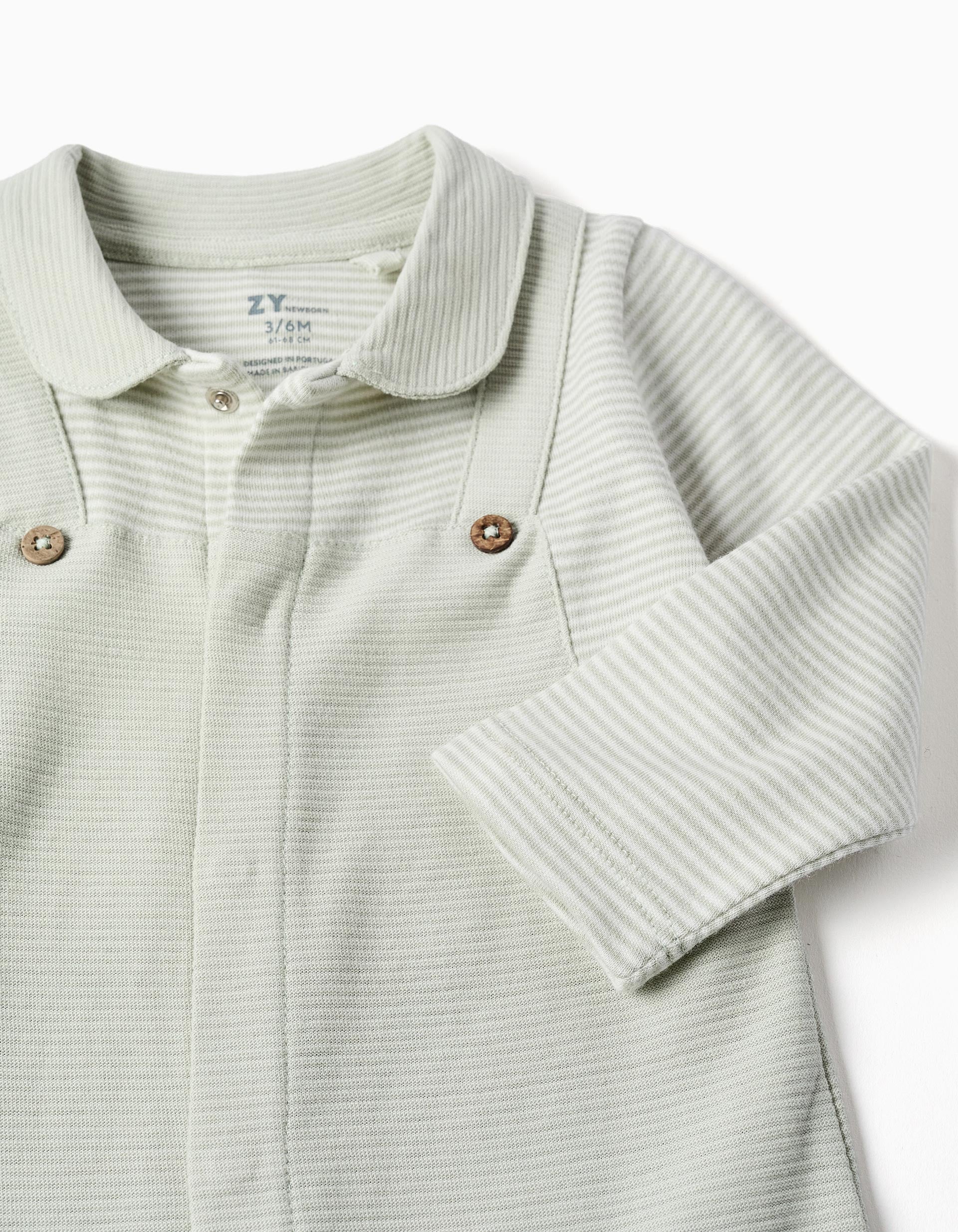 Babygrow sem pés em algodão canelado para recém-nascido, verde-claro