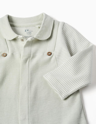 Babygrow sem pés em algodão canelado para recém-nascido, verde-claro