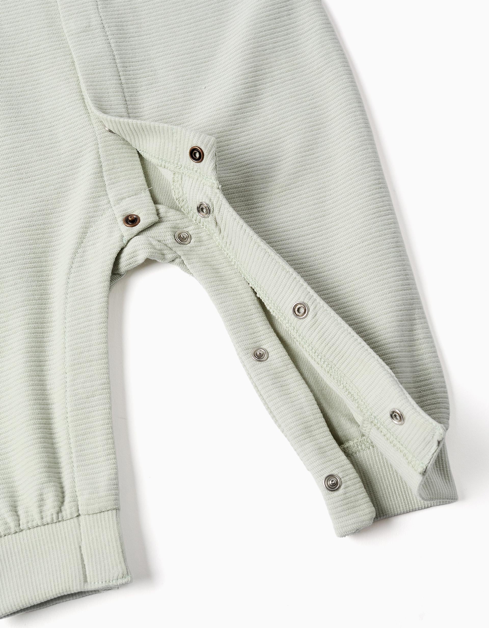 Babygrow sem pés em algodão canelado para recém-nascido, verde-claro