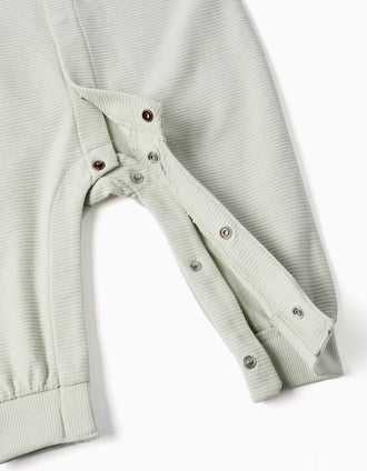 Babygrow sem pés em algodão canelado para recém-nascido, verde-claro