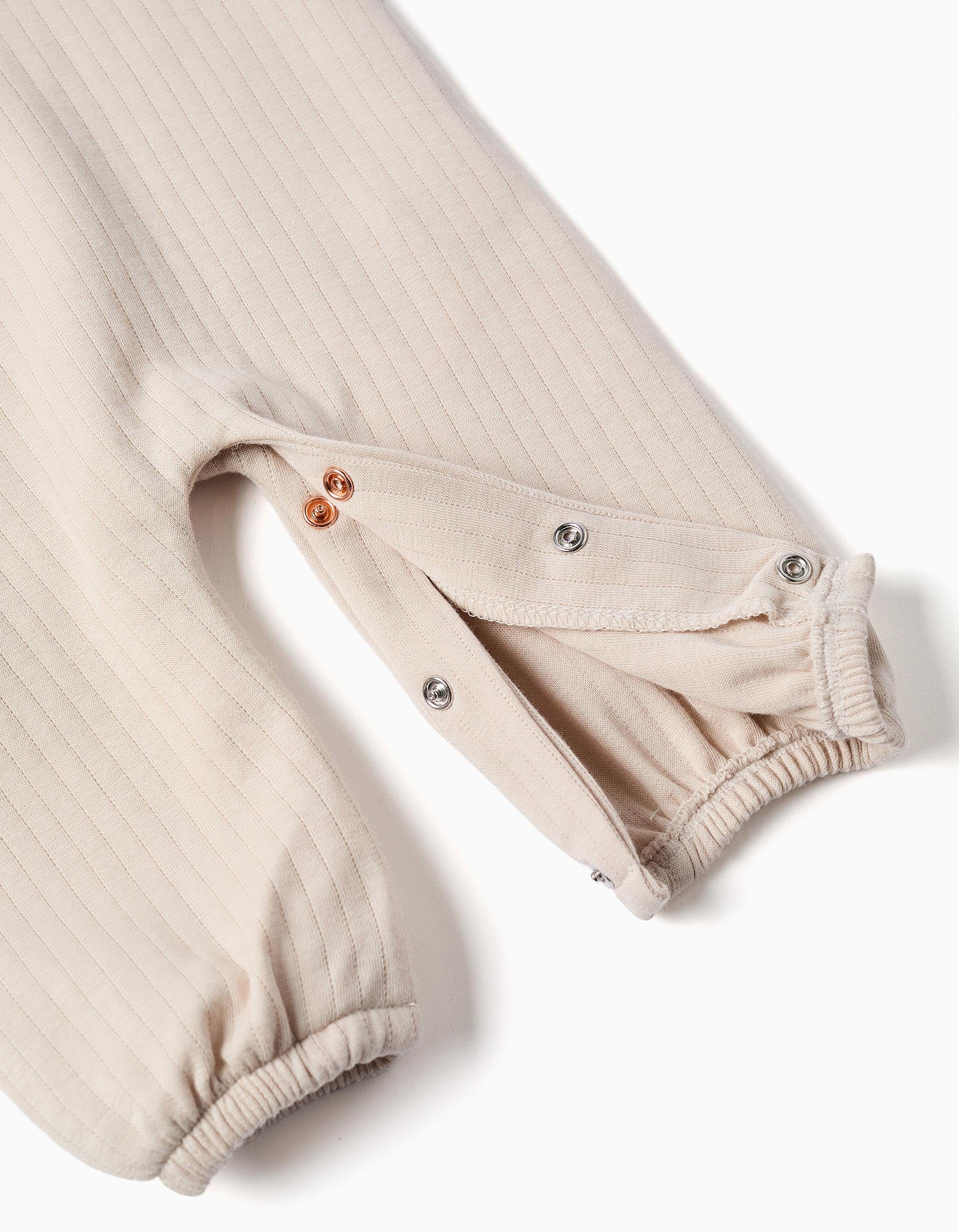 Ensemble body rayé + combinaison en coton pour nouveau-né, beige