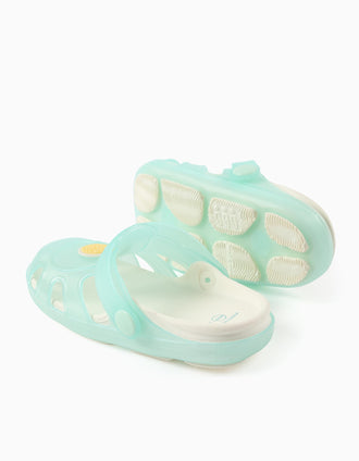 Rubber clogs with non-slip sole for babies and girls, light blue