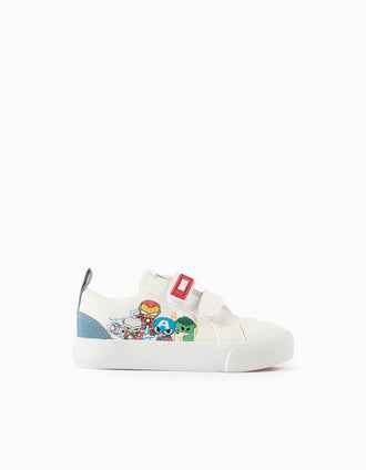 Trainers with Super Friends print for baby boys, white