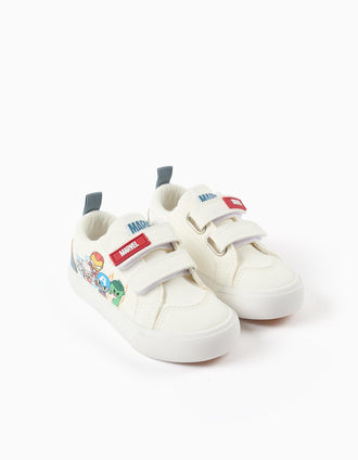 Trainers with Super Friends print for baby boys, white